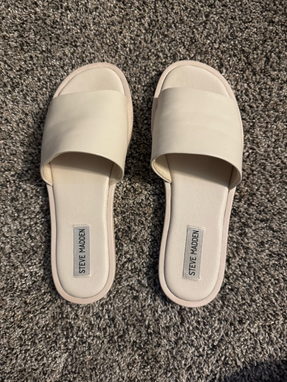 Steve Madden Women's White Slide Sandals - Single Band Slip-On
